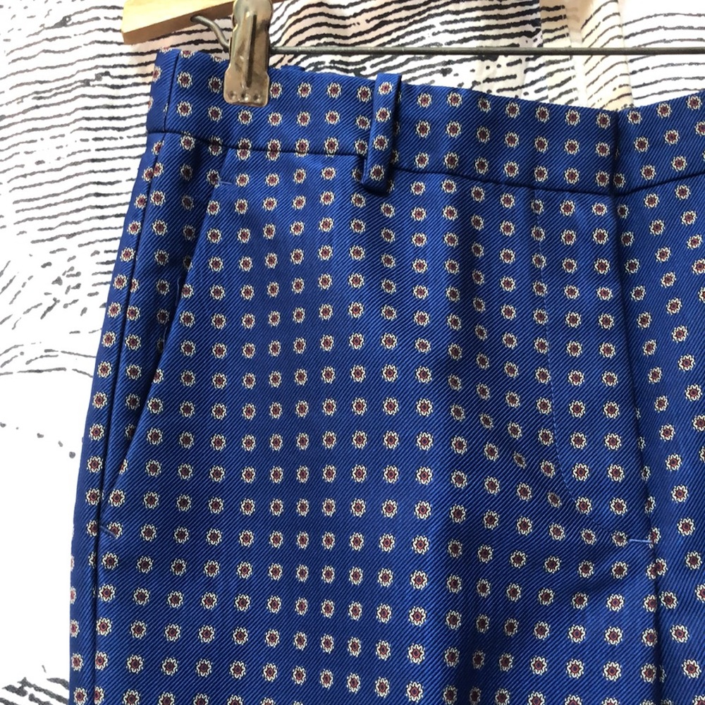 J.Crew EUC Blue Patterned Pants Size 4